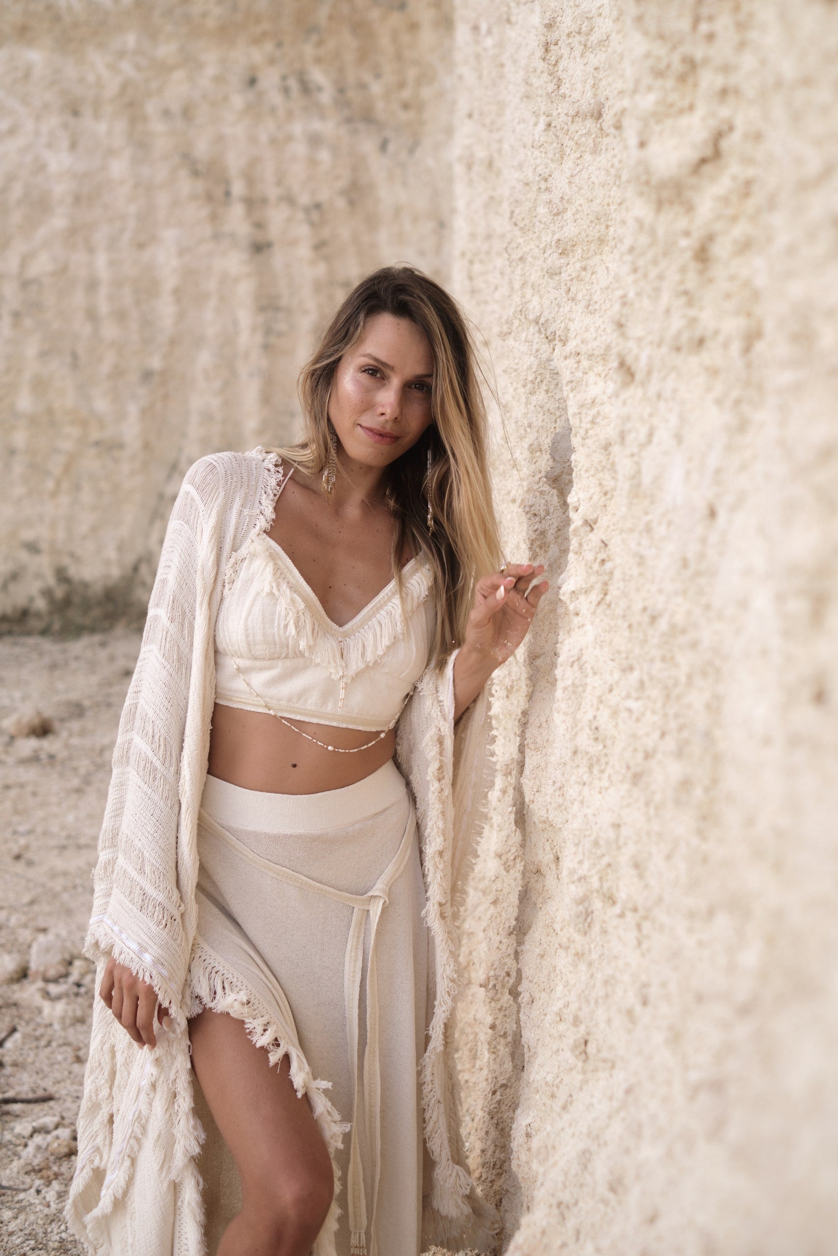 Navaia Bohemian Maxi Skirt – Elegant Flowy Skirt in Natural Fabric