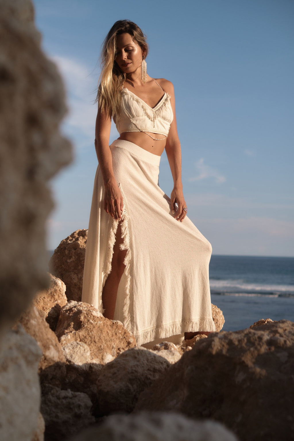 Navaia Bohemian Maxi Skirt – Elegant Flowy Skirt in Natural Fabric