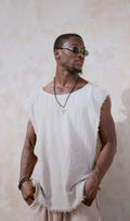 Aiden Shirt-Handwoven Men's Boho Top – Natural Linen Sleeveless Tunic
