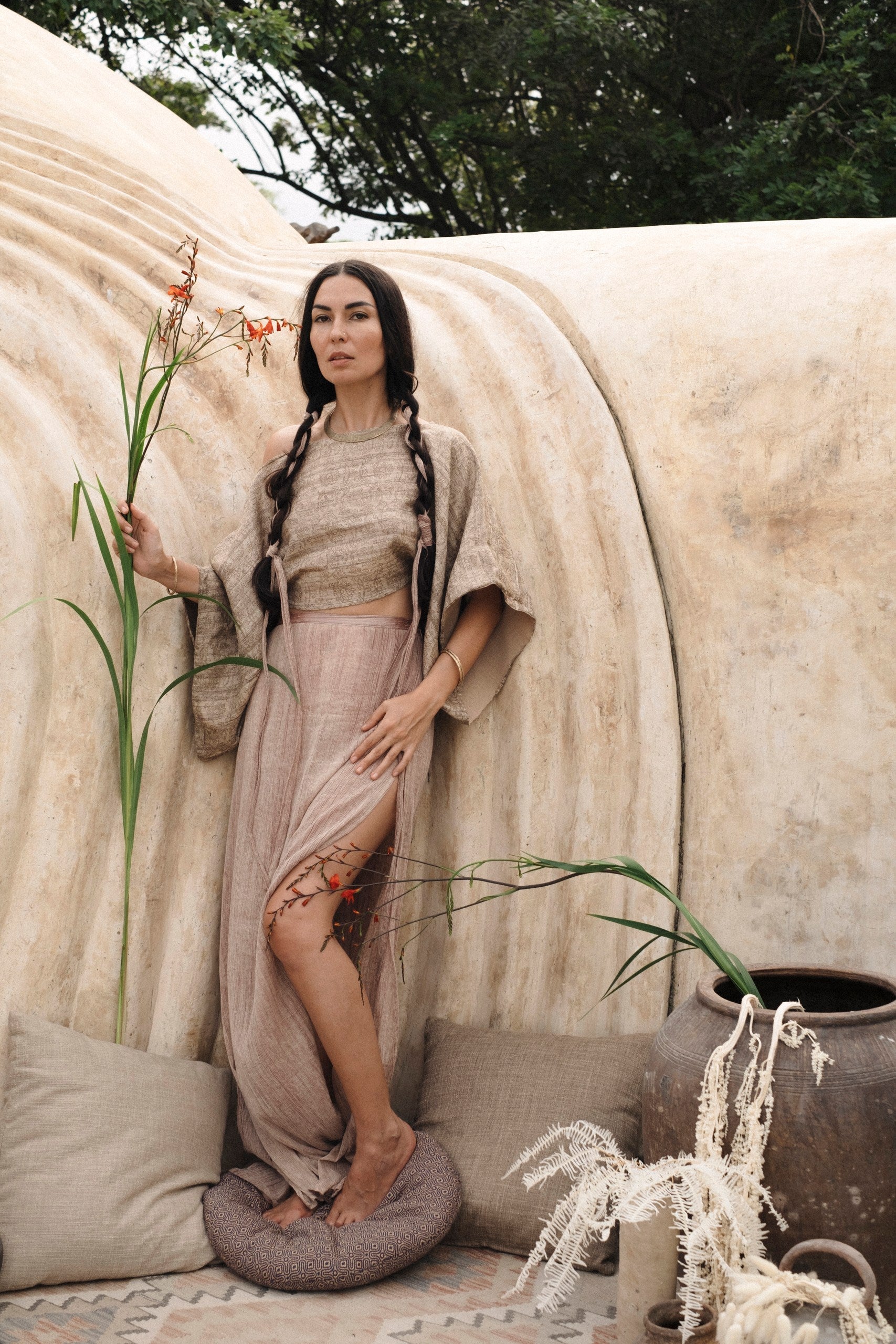 Padma Raw Silk Shirt – Hand-loomed Bali Boho Classic